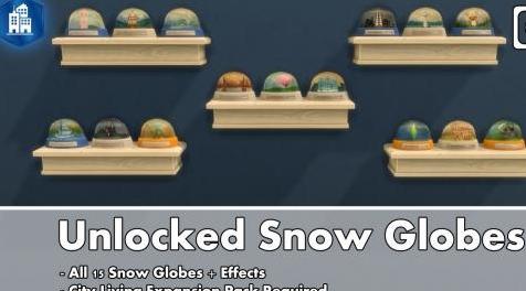 模拟人生4MOD 都会生活15个雪花球收集品解锁MOD，无需秘籍，可在正常建筑模式下购买！