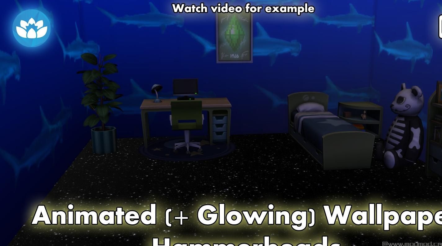 模拟人生4MOD 2种神奇的动态壁纸! 活生生的鲨鱼和星星闪光动态壁纸!