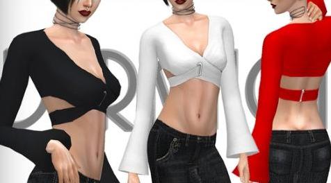 模拟人生4MOD DarkNighTt Cropped Wrap Top-裁剪裹胸上衣