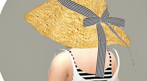 模拟人生4MOD Child_Back Ribbon Wide Floppy Hat_unisex 小孩草帽