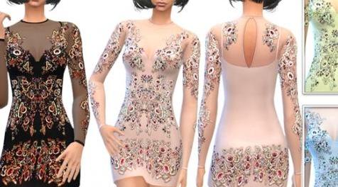 模拟人生4MOD ekinege Crystal Bodycon Dress