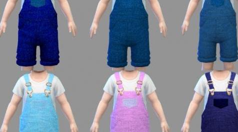 模拟人生4MOD Toddler_Jeans_Overalls_Recolor 儿童衣服