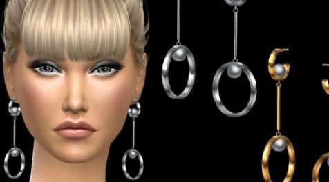 模拟人生4MOD NataliS_ Faux pearl-embellished hoops earrings 珍珠耳环