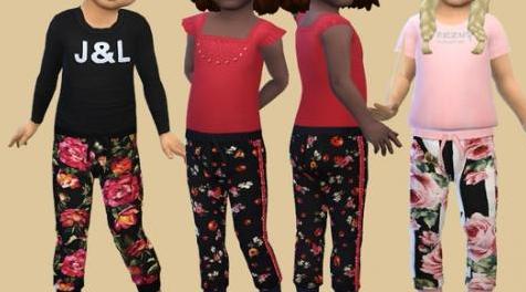 模拟人生4MOD Pants Flowers 儿童印花裤子