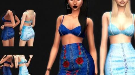 模拟人生4MOD Street Denim Dress 牛仔裙