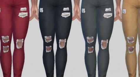 模拟人生4MOD Ripped Denim Jeans Zack 010 男性牛仔裤