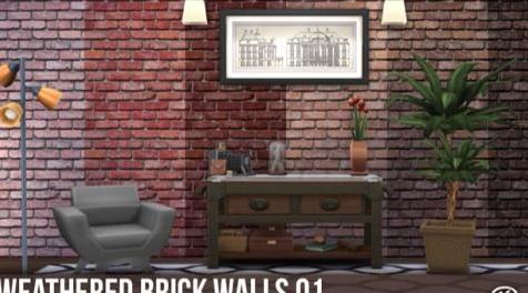 模拟人生4MOD weathered brick walls 01