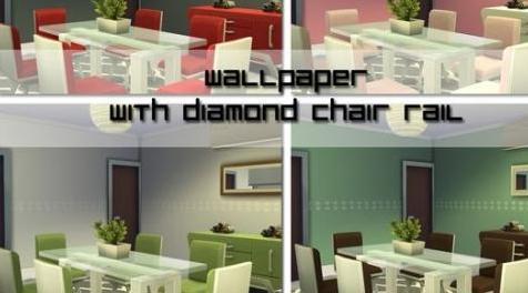 模拟人生4MOD wallpaper with diamond chair rail