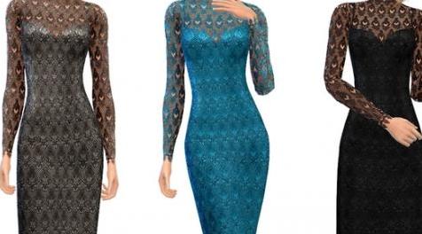 模拟人生4MOD  ekinege Lace And Tulle Dress