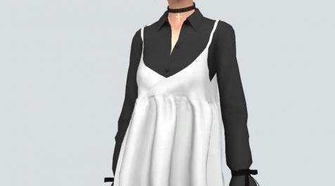 模拟人生4MOD Bustier Mini Dress With Trumpet Sleeve Shirt 韩网服装 紧身迷你连衣裙与喇叭