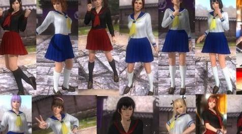 死或生5MOD Blue and Red-Black school uniform details