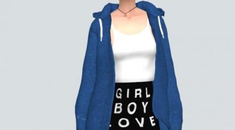 模拟人生4MOD Hoodie With Crop Top 连帽衫