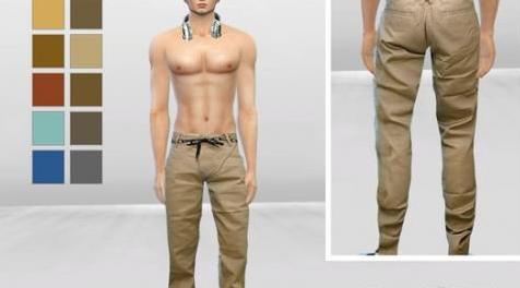 模拟人生4MOD Spears Belted Urban Chinos 男士裤子