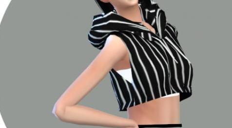 模拟人生4MOD MarigoldFTopHoodSleevelessCropTop-女上衣