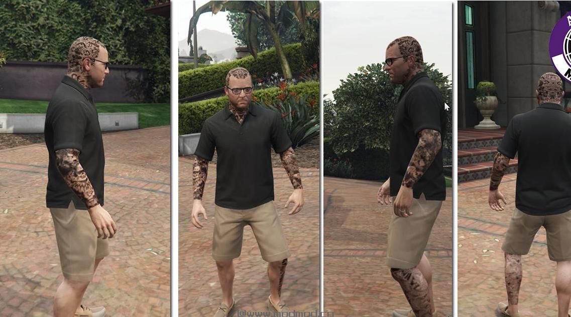 侠盗猎车手5MOD Trevor Franklin和Michael的高清纹身（脸/袖/背/脚）