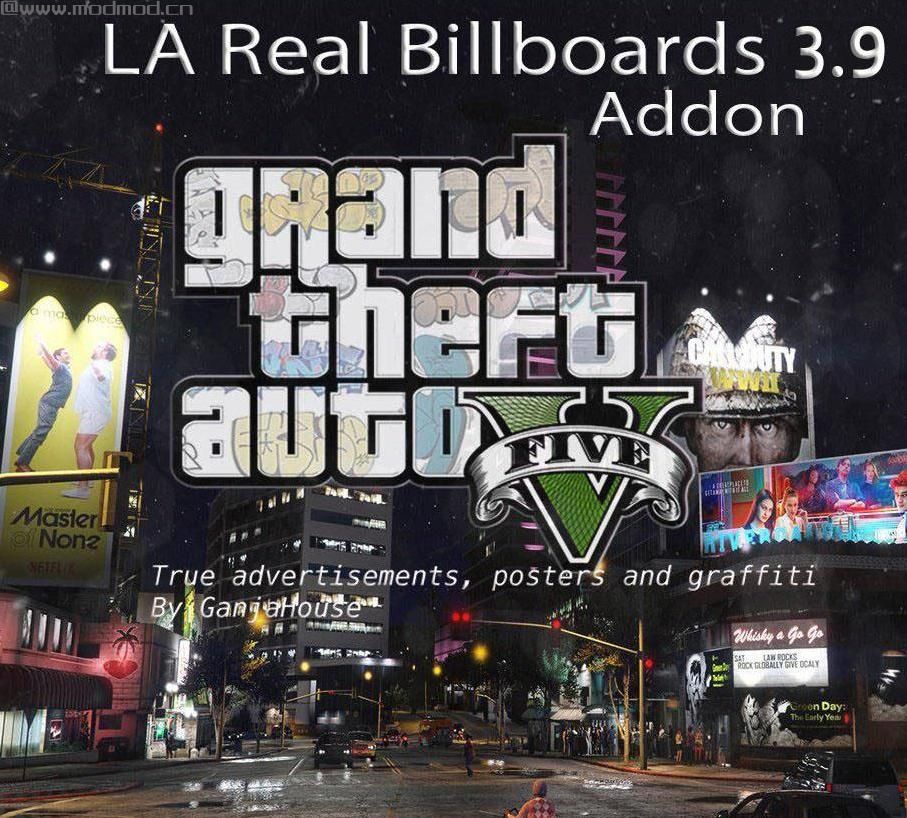 侠盗猎车手5MOD LA Billboards - Real LA - MegaPack