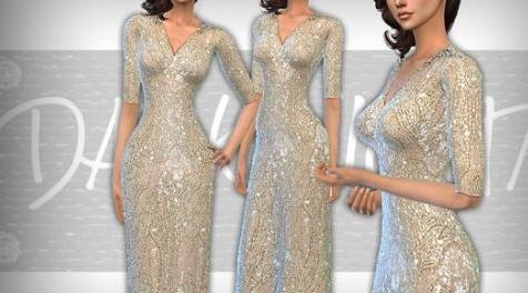 模拟人生4MOD DarkNighTt Floor Length Sequin Gown-亮片长礼服