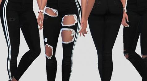 模拟人生4MOD Sporty Black Skinny Denim Jeans 黑色运动紧身裤