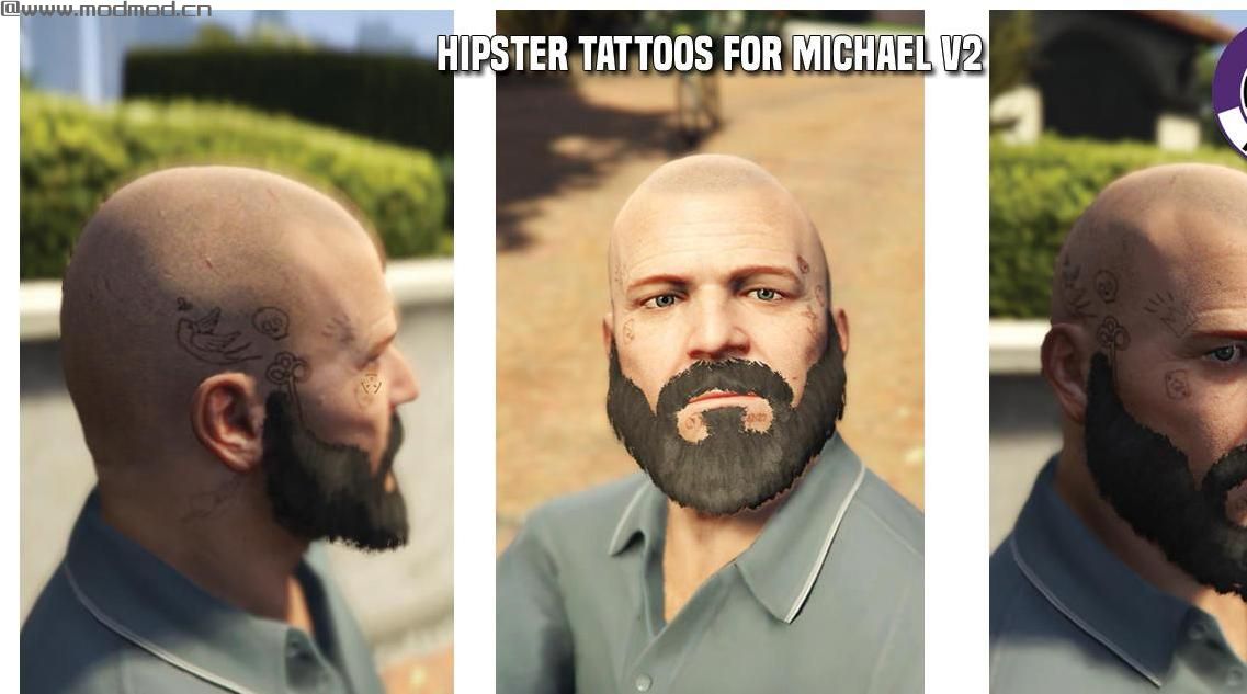 侠盗猎车手5MOD Trevor Franklin和Michael的高清纹身（脸/袖/背/脚）