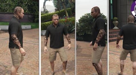 侠盗猎车手5MOD Trevor Franklin和Michael的高清纹身（脸/袖/背/脚）