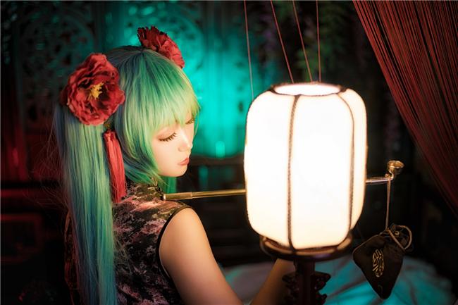 miku插画初音旗袍,cosplay,二次元