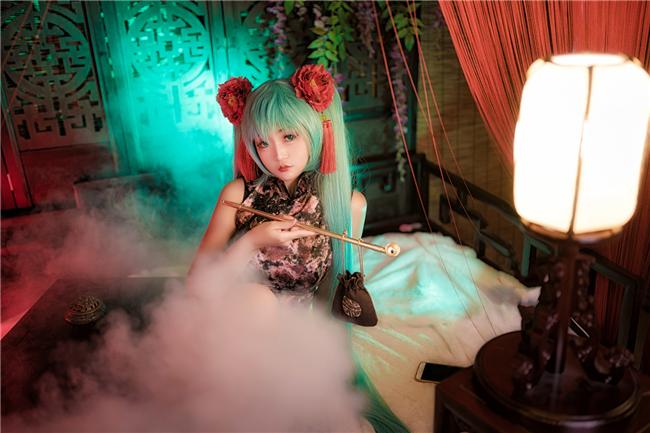 miku插画初音旗袍,cosplay,二次元