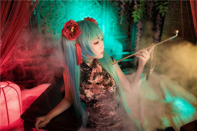 miku插画初音旗袍,cosplay,二次元