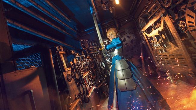 《fate》saber蓝战,cosplay,二次元