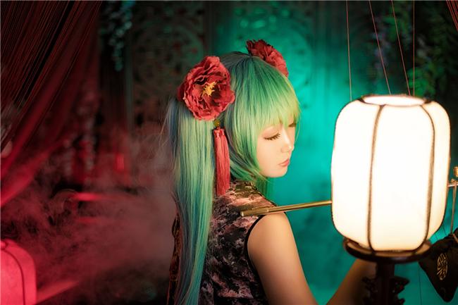 miku插画初音旗袍,cosplay,二次元