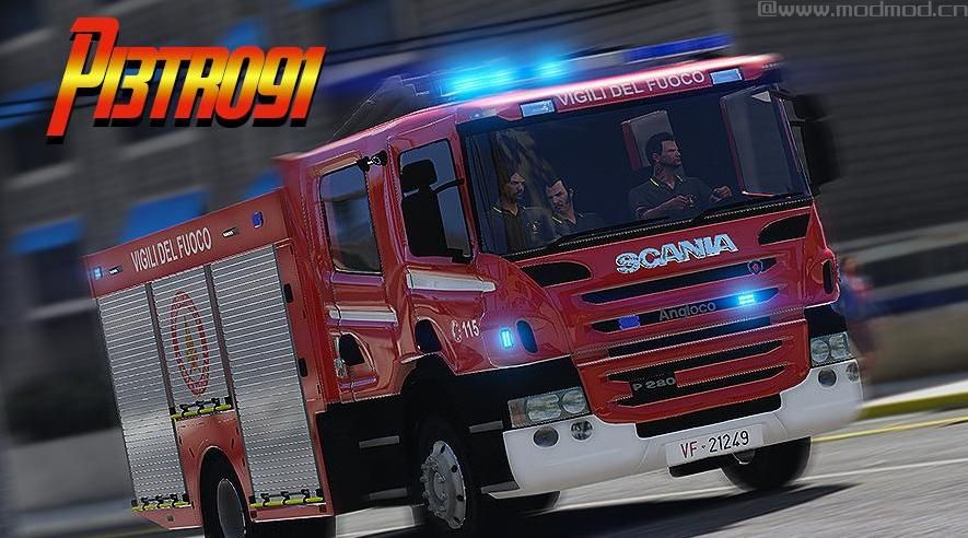 侠盗猎车手5MOD Scania P280 - Vigili del Fuoco