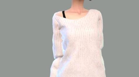 模拟人生4MOD V-Line Knit Off-Shoulder Top 露肩上衣