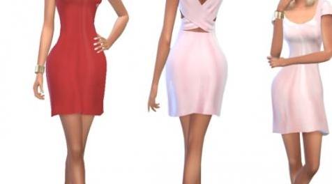 模拟人生4MOD Midi Satin Dress 连衣裙