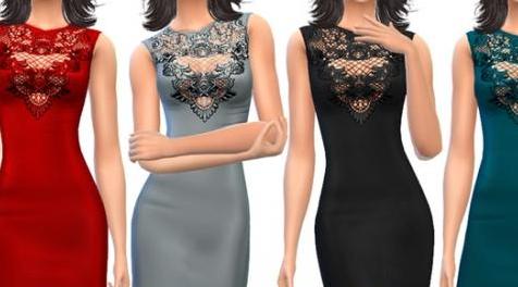 模拟人生4MOD ekinege Lace Detail Mini Dress