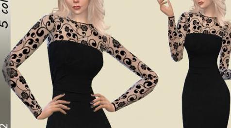 模拟人生4MOD Birba32 Black autumn dress-黑色秋天连衣裙