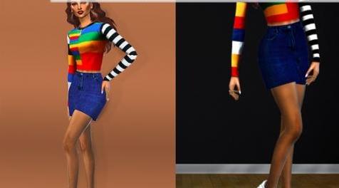 模拟人生4MOD  jean skirt . 牛仔裙