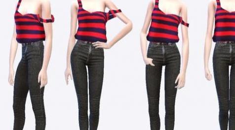 模拟人生4MOD marigold_fTop_tucked in tank-top_slipping down strap-洋装上衣