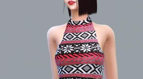 模拟人生4MOD Halter neck Sleeveless 无袖套装