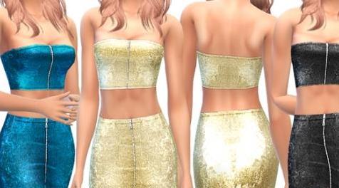 模拟人生4MOD ekinege Sequin Top & Skirt - Set15