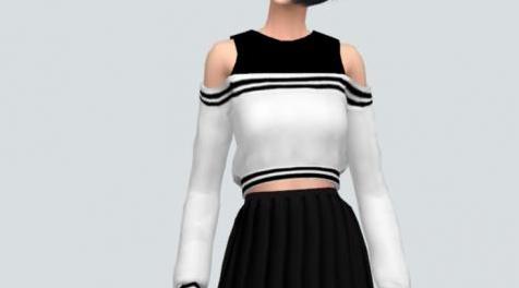 模拟人生4MOD Off-Shoulder Sweatshirt With Sleeveless 露肩运动无袖衫