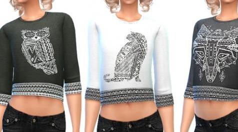 模拟人生4MOD ekinege Aztec Animal Crop Top
