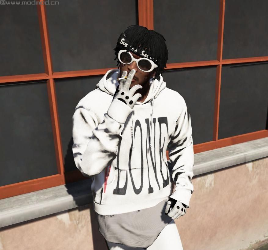 侠盗猎车手5MOD Black & White VLONE Hoodie For Franklin