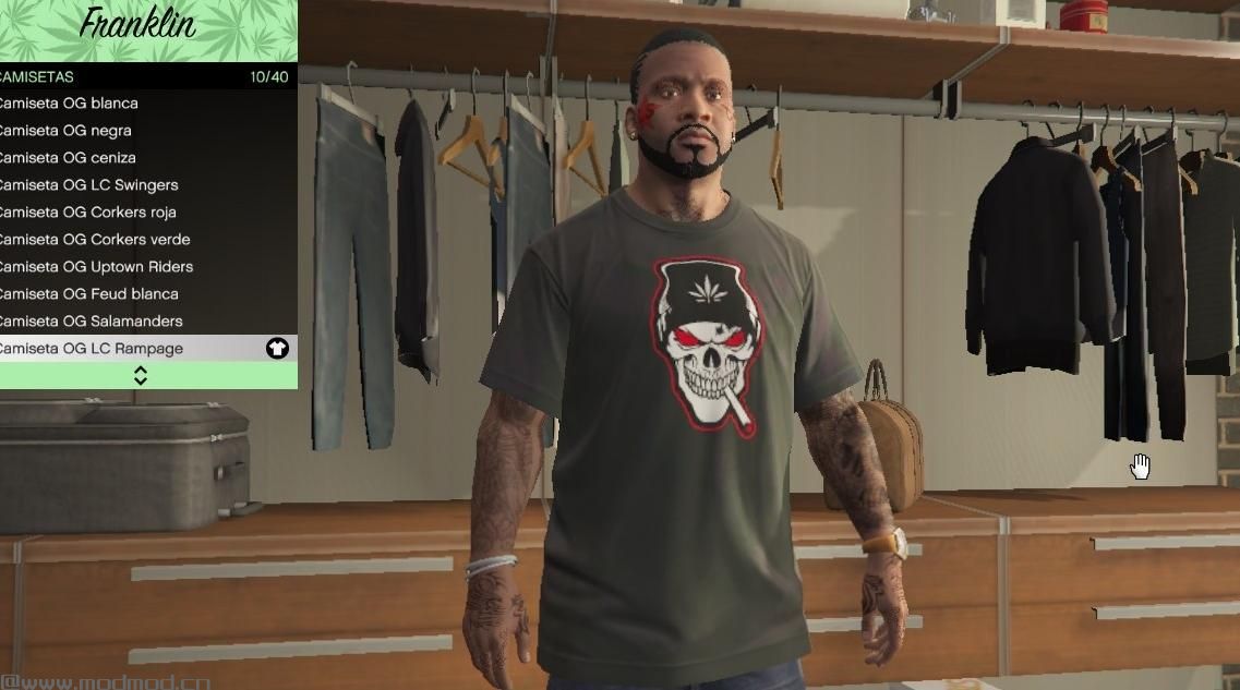 侠盗猎车手5MOD Skull T-Shirt/ Camiseta De Esqueleto
