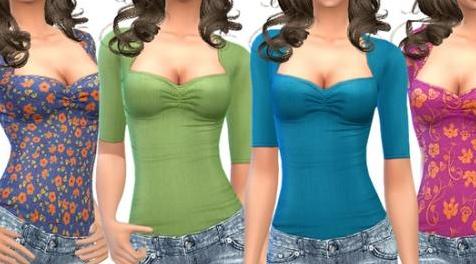 模拟人生4MOD ekinege Sweetheart Neck Top