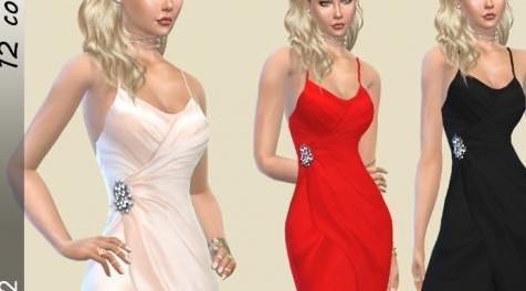 模拟人生4MOD Birba32 Christmas Silk dress-圣诞节丝绸连衣裙