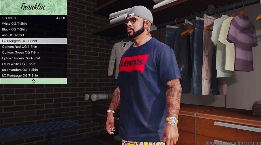 侠盗猎车手5MOD Levis T-Shirt for Franklin