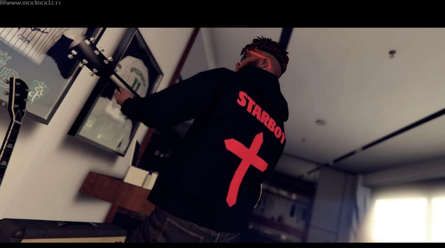 侠盗猎车手5MOD XO &rsquo;Starboy&rsquo; Hoodie 2 Style for Franklin