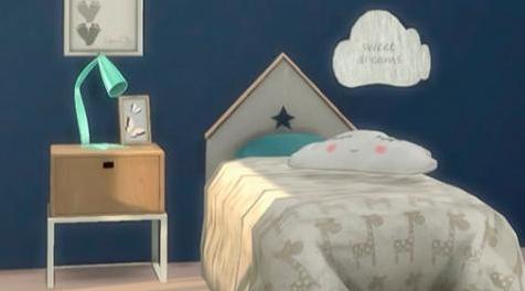 模拟人生4MOD Nikadema Clouds Bedroom-单人床用品