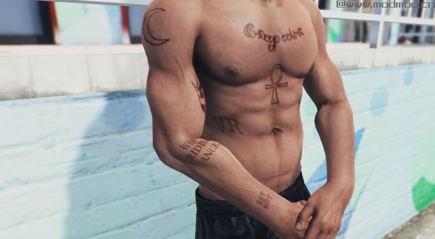 侠盗猎车手5「GTA5」Mod: XXXTENTACION Tattoos Body For Franklin