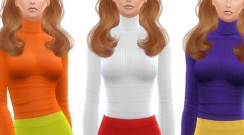 模拟人生4MOD Ribbed Turtleneck Top 高领上衣
