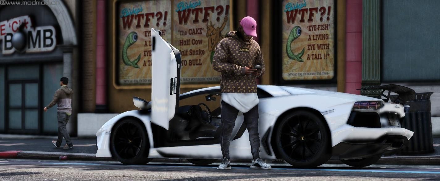 侠盗猎车手5「GTA5」Mod: Supreme LV hoodie Brown